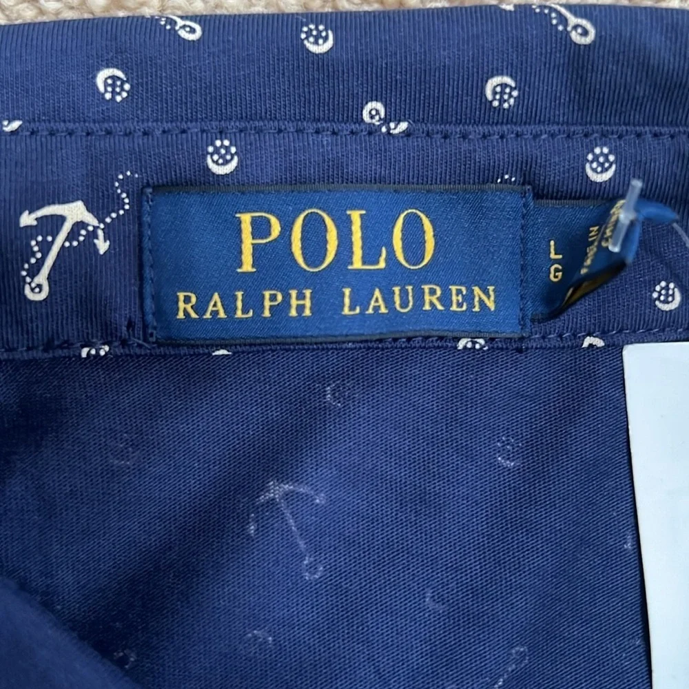 New!Polo Ralph Lauren men’s large navy anchor print polo.